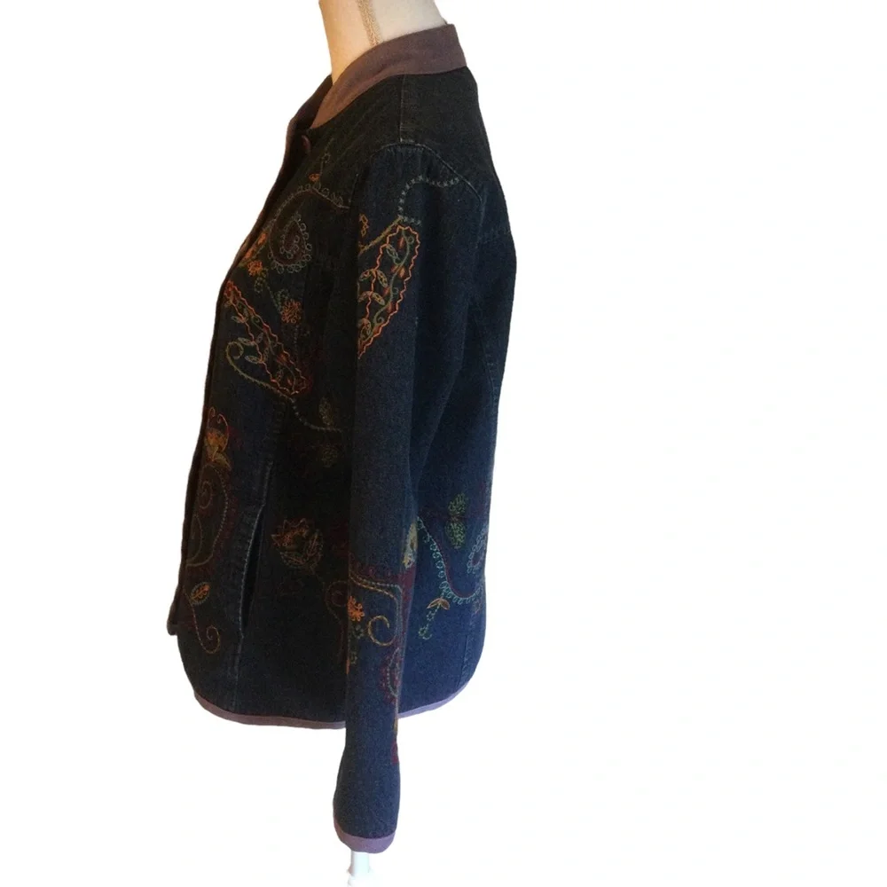 Denim & Co Embroidered Denim Jacket - Picture 3 of 7